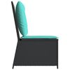 vidaXL Reclining Garden Sofa with Cushions Black Poly Rattan