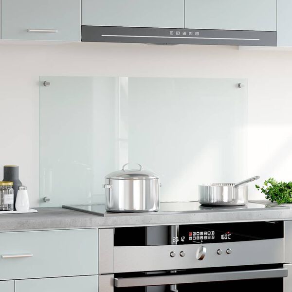 vidaXL Kitchen Backsplash Transparent 90 x 50 cm Tempered Glass