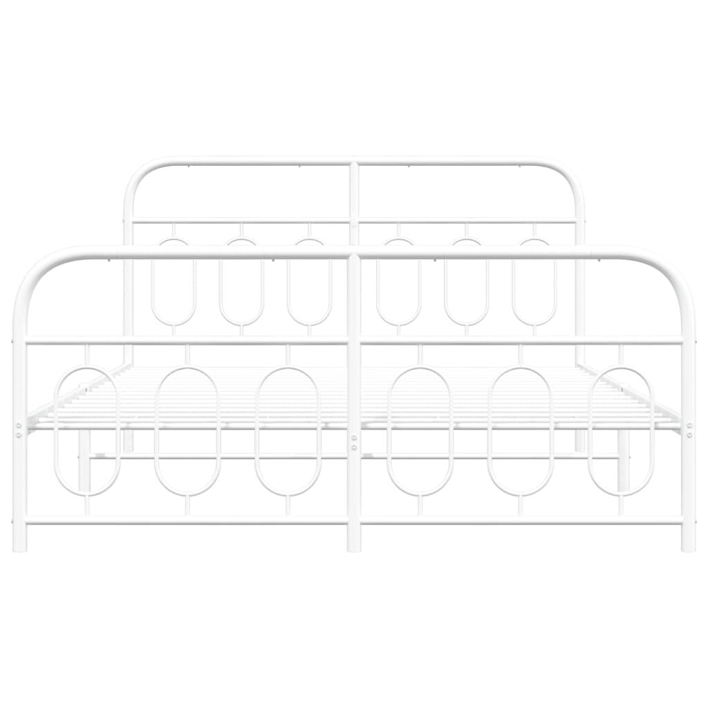 vidaXL Metal Bed Frame without Mattress with Footboard White 150x200cm