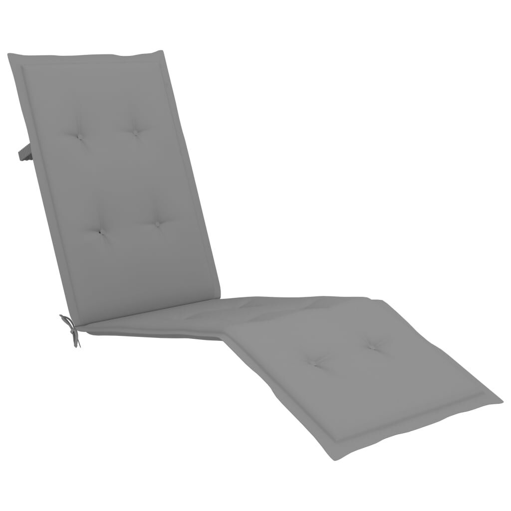 vidaXL Outdoor Deck Chair with Footrest and Cushion Solid Acacia Wood