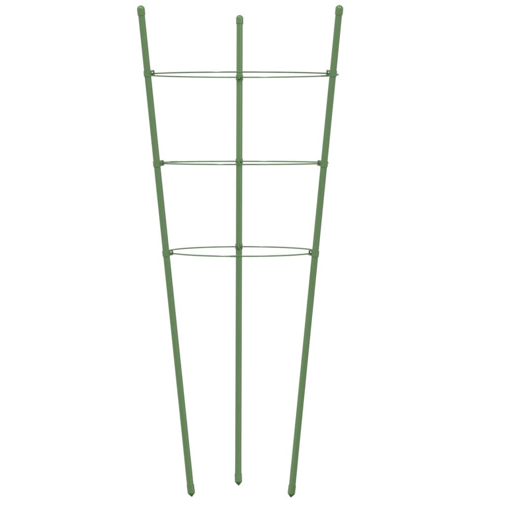 vidaXL Garden Plant Supports with 3 Rings 5 pcs Green 45 cm Steel