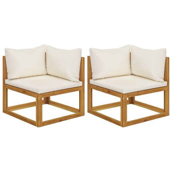vidaXL Sectional Corner Sofas 2 pcs with Cushions Cream White