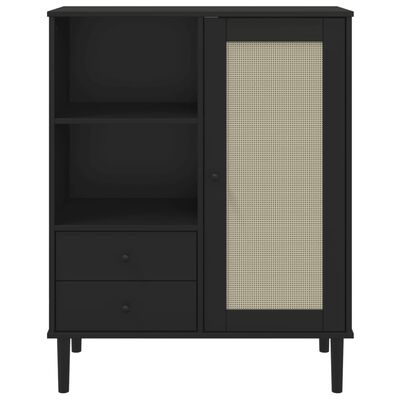 vidaXL Highboard SENJA Rattan Look Black 90x40x112 cm Solid Wood Pine