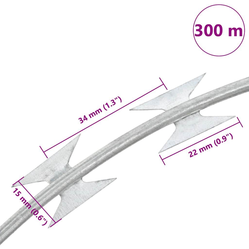 vidaXL Concertina Razor Wire Galvanised Steel 300 m