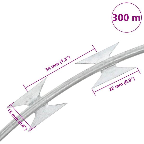 vidaXL Concertina Razor Wire Galvanised Steel 300 m