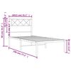vidaXL Metal Bed Frame without Mattress with Headboard Black 100x190cm