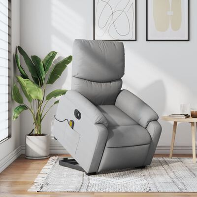 vidaXL Electric Stand up Massage Recliner Chair Light Grey Fabric