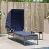 vidaXL Sun Lounger with Canopy Grey Poly Rattan