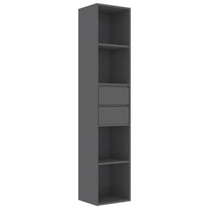 vidaXL Book Cabinet High Gloss Grey 36x30x171 cm Engineered Wood