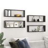 vidaXL Wall Cube Shelf 4 pcs Black 80x15x26.5 cm Engineered Wood