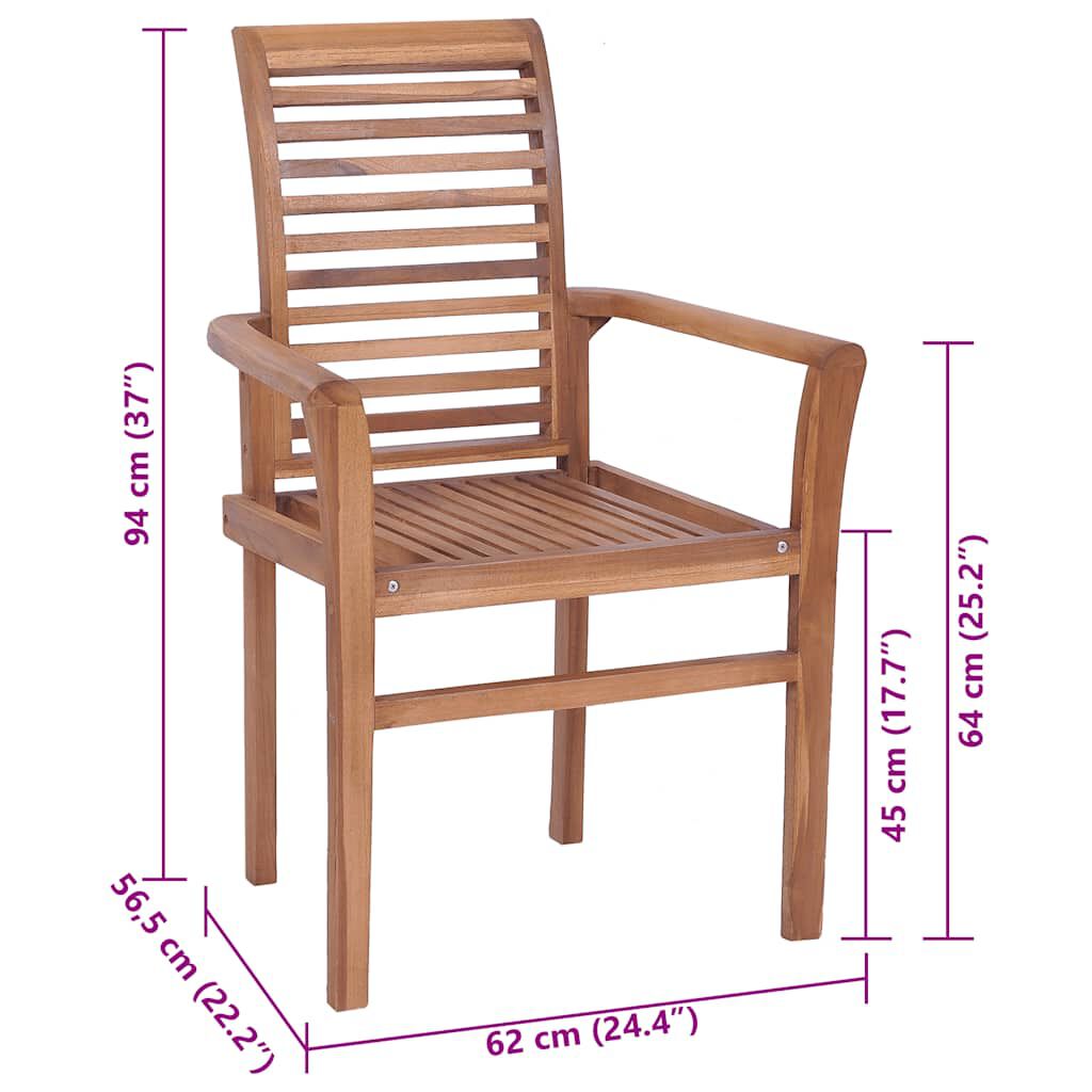 vidaXL Dining Chairs 2 pcs with Anthracite Cushions Solid Teak Wood