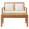 vidaXL Bench with Cushion 2 pcs Brown and Cream Solid Teak Wood