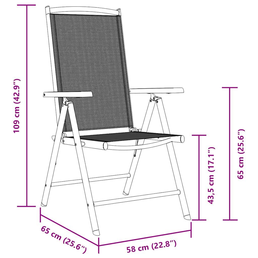 vidaXL Folding Garden Chairs 2 pcs Aluminium and Textilene Black