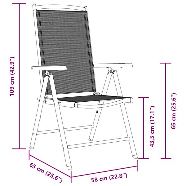 vidaXL Folding Garden Chairs 2 pcs Aluminium and Textilene Black
