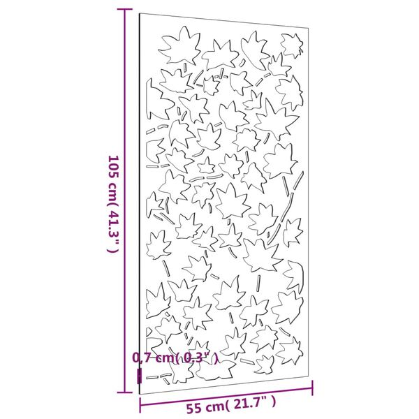 vidaXL Garden Wall Decoration 105x55 cm Corten Steel Maple Leaf Design