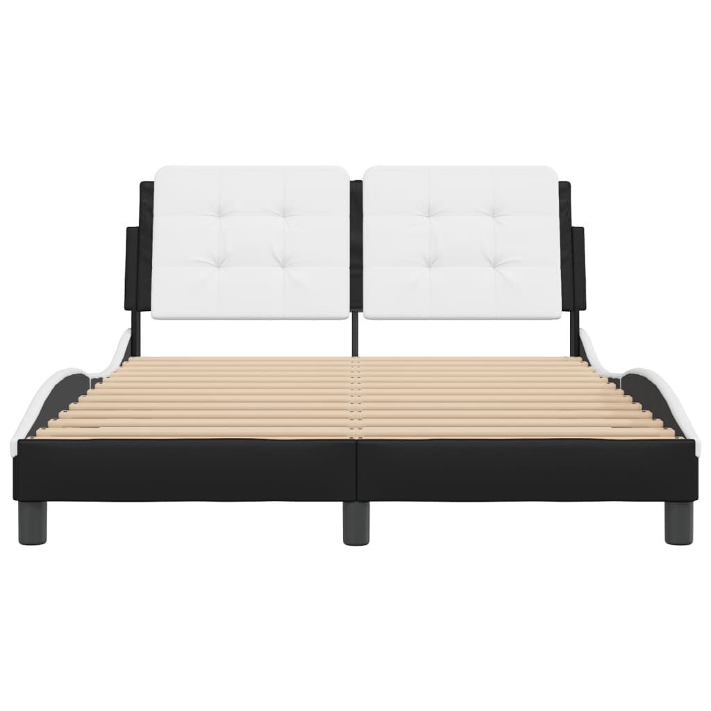 vidaXL Bed Frame without Mattress Black and White 137x190 cm Faux Leather