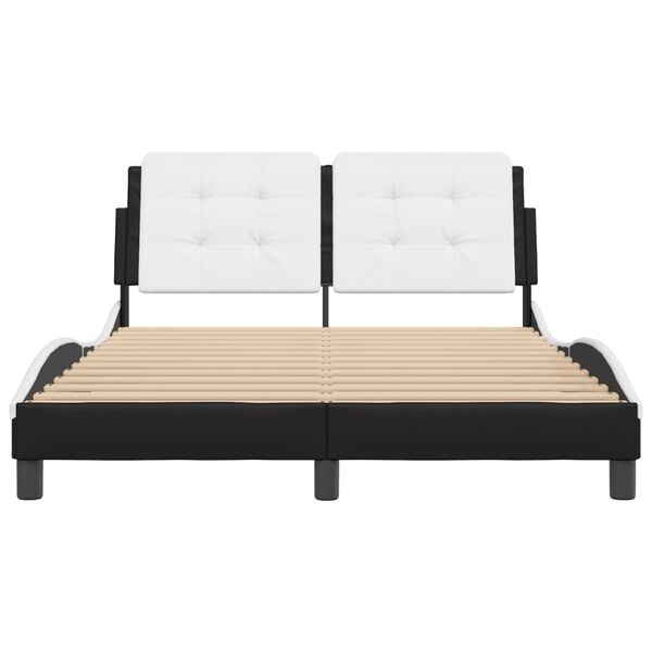 vidaXL Bed Frame without Mattress "Zadar" Black and White 137x190 cm Faux Leather