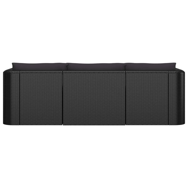 vidaXL 8 Piece Garden Lounge Set with Cushions Poly Rattan Black