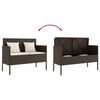 vidaXL Garden Bench with Cushions Brown Poly Rattan