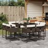 vidaXL 9 Piece Garden Dining Set with Cushions Brown Poly Rattan