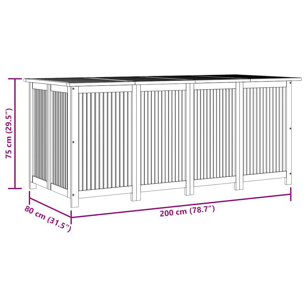 vidaXL Garden Storage Box 200x80x75 cm Solid Wood Acacia