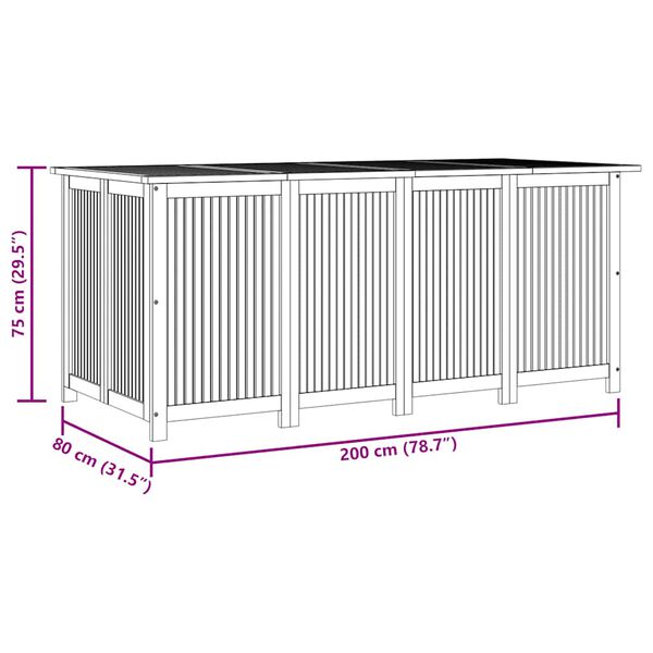 vidaXL Garden Storage Box 200x80x75 cm Solid Wood Acacia