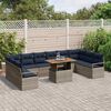 vidaXL Garden Dining Set with Cushion 11 pcs Grey and Navy