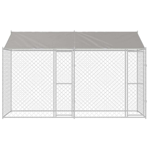 vidaXL Dog Cage with Roof Silver 400 x 200 x 256 cm Steel and PE