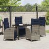 vidaXL Garden Dining Set with Cushion 5 pcs Grey and Black Rattan