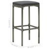 vidaXL Bar Stools with Cushions 2 pcs Grey Poly Rattan