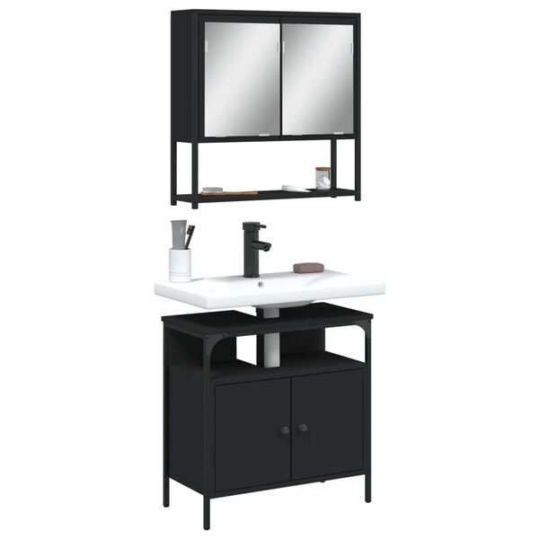 vidaXL 2 Piece Bathroom Furniture Set Black Engineered Wood