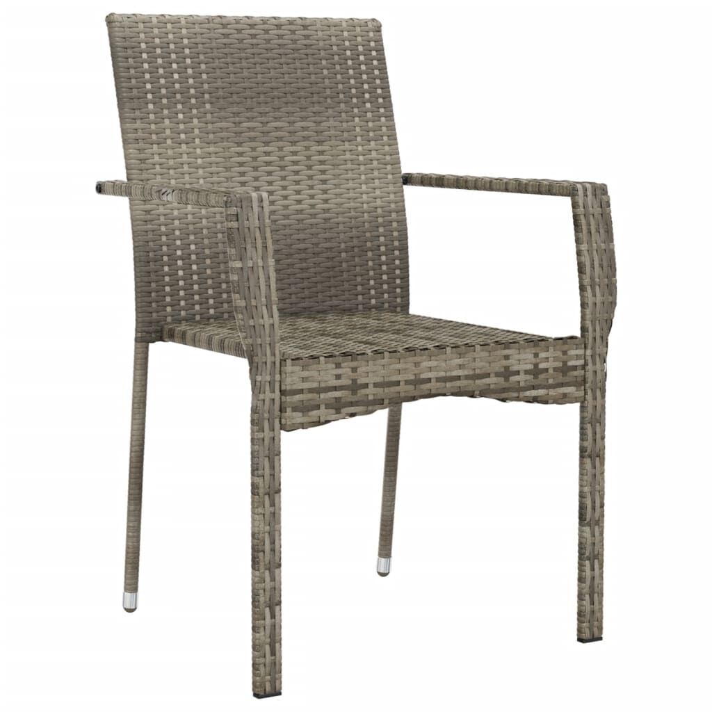 vidaXL Garden Chairs with Cushions 4 pcs Poly Rattan Grey