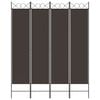 vidaXL 4-Panel Room Divider Brown 160x200 cm Fabric