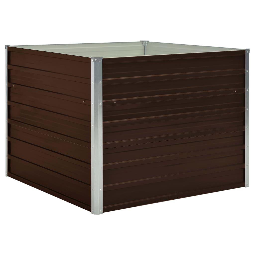 vidaXL Raised Garden Bed Brown 100x100x77 cm Galvanised Steel