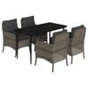 vidaXL 5 Piece Garden Dining Set with Cushions Grey Poly Rattan
