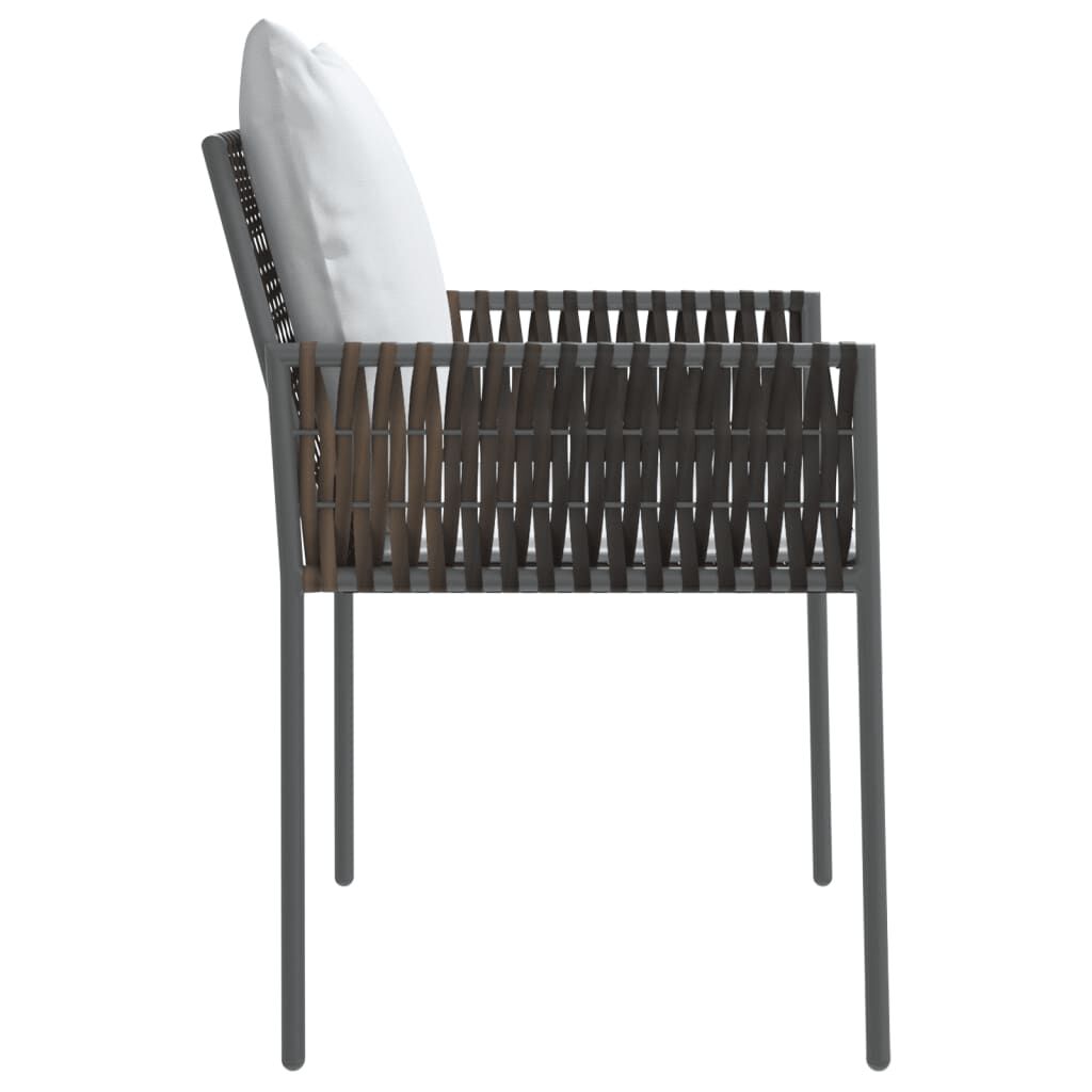 vidaXL Garden Chairs with Cushions 2 pcs Brown 54x61x83 cm Poly Rattan