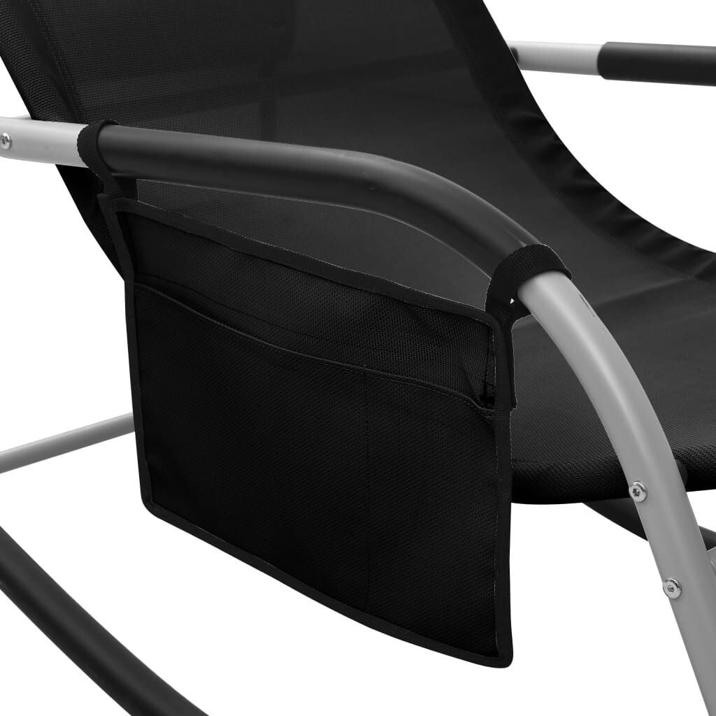 vidaXL Sun Loungers 2 pcs Textilene Black and Grey