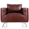vidaXL Cube Armchair with Chrome Feet Brown Leather
