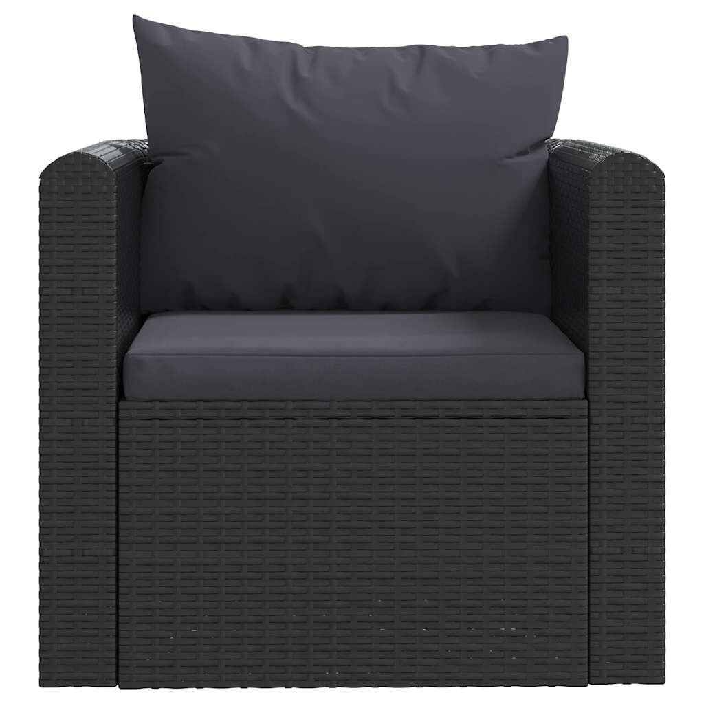 vidaXL 9 Piece Garden Lounge Set with Cushions Poly Rattan Black