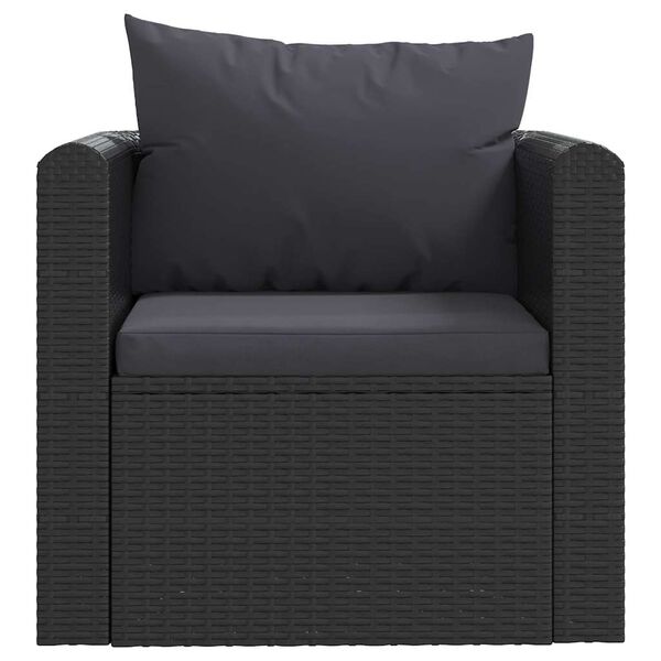 vidaXL 9 Piece Garden Lounge Set with Cushions Poly Rattan Black