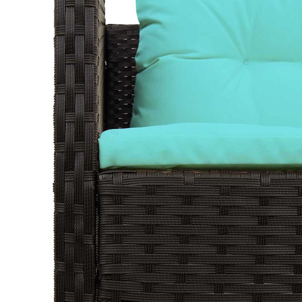 vidaXL Garden Sofa Set 6 pcs Black and turquoise Poly Rattan