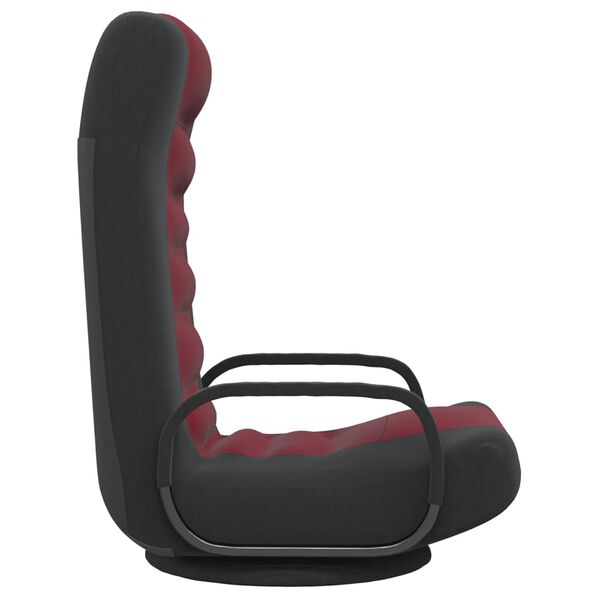 vidaXL Swivel Floor Chair Black and Wine Red Fabric