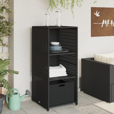 vidaXL Garden Storage Cabinet Black 50x55x115 cm Poly Rattan