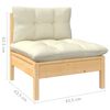 vidaXL 6 Piece Garden Lounge Set with Cream Cushions Pinewood