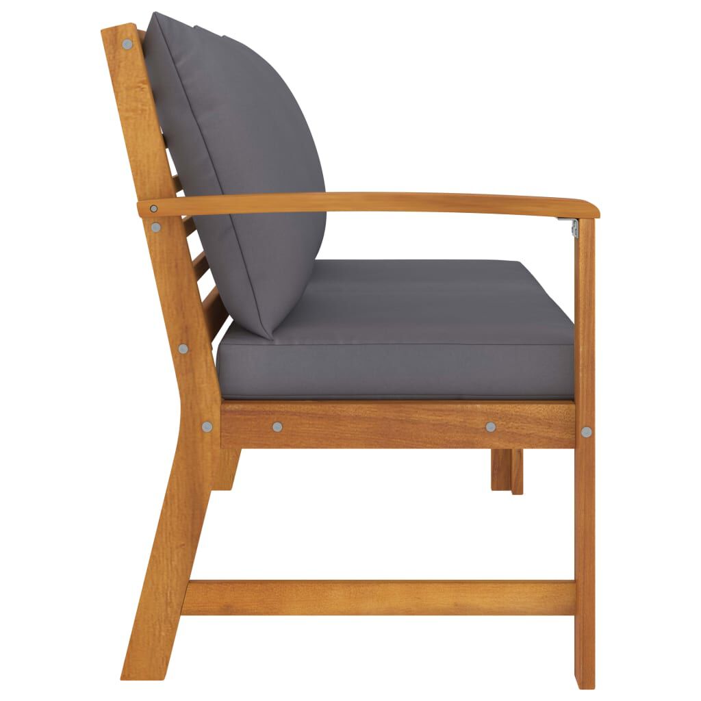 vidaXL Garden Bench 114.5 cm with Dark Grey Cushion Solid Acacia Wood