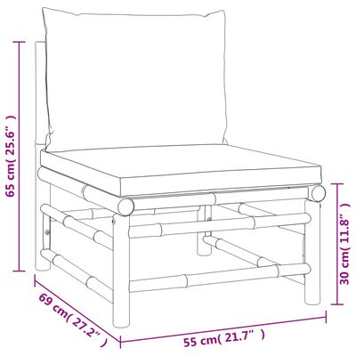 vidaXL 4 Piece Garden Lounge Set with Taupe Cushions Bamboo