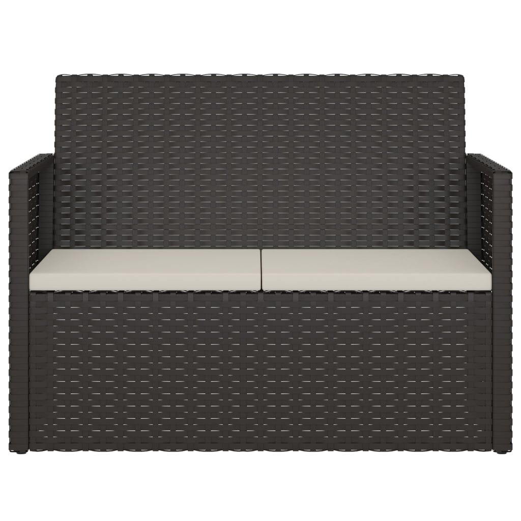 vidaXL Garden Bench with Cushions Black 105 cm Poly Rattan