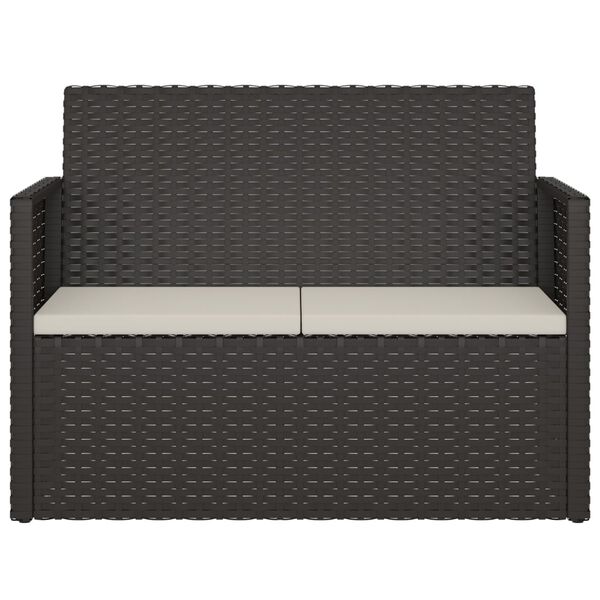 vidaXL Garden Bench with Cushions Black 105 cm Poly Rattan