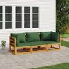 vidaXL 3 Piece Garden Lounge Set with Green Cushions Solid Wood
