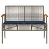 vidaXL Garden Bench with Cushion Grey Poly Rattan Acacia Wood
